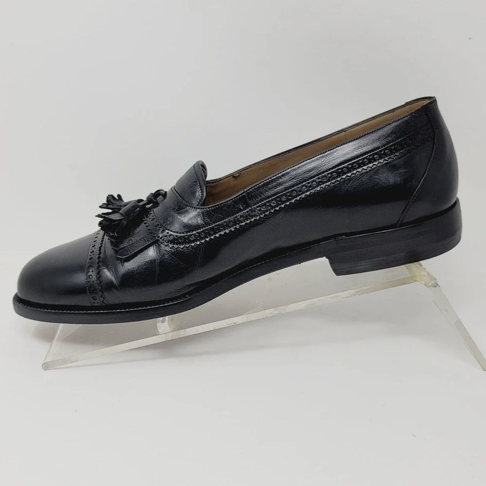 Yanko Espana Mens loafers Sz 8 D Kilti tassel shoes Black Casual Dress spain